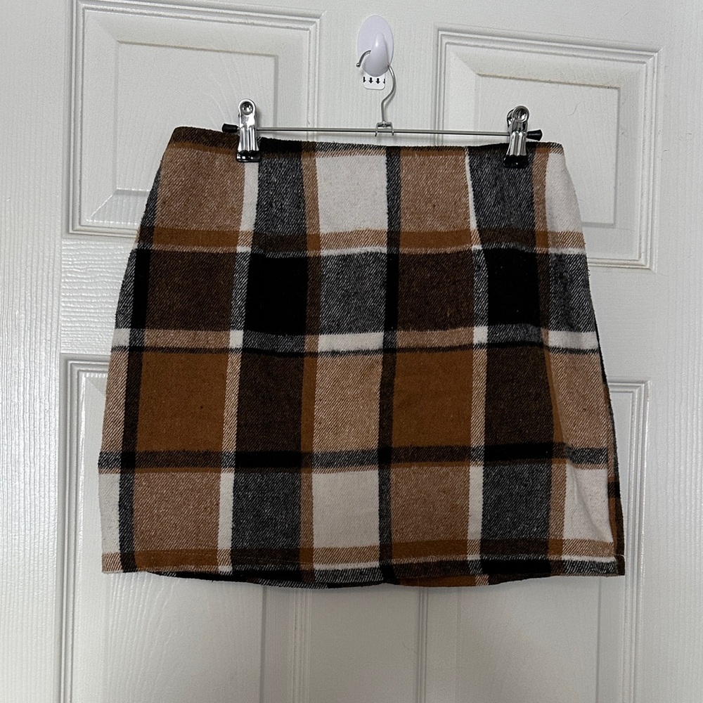 SHEIN Plaid Mini Skirt in Brown and Black